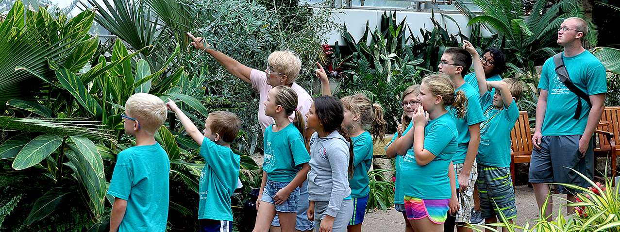 Children on a visit to a public garden